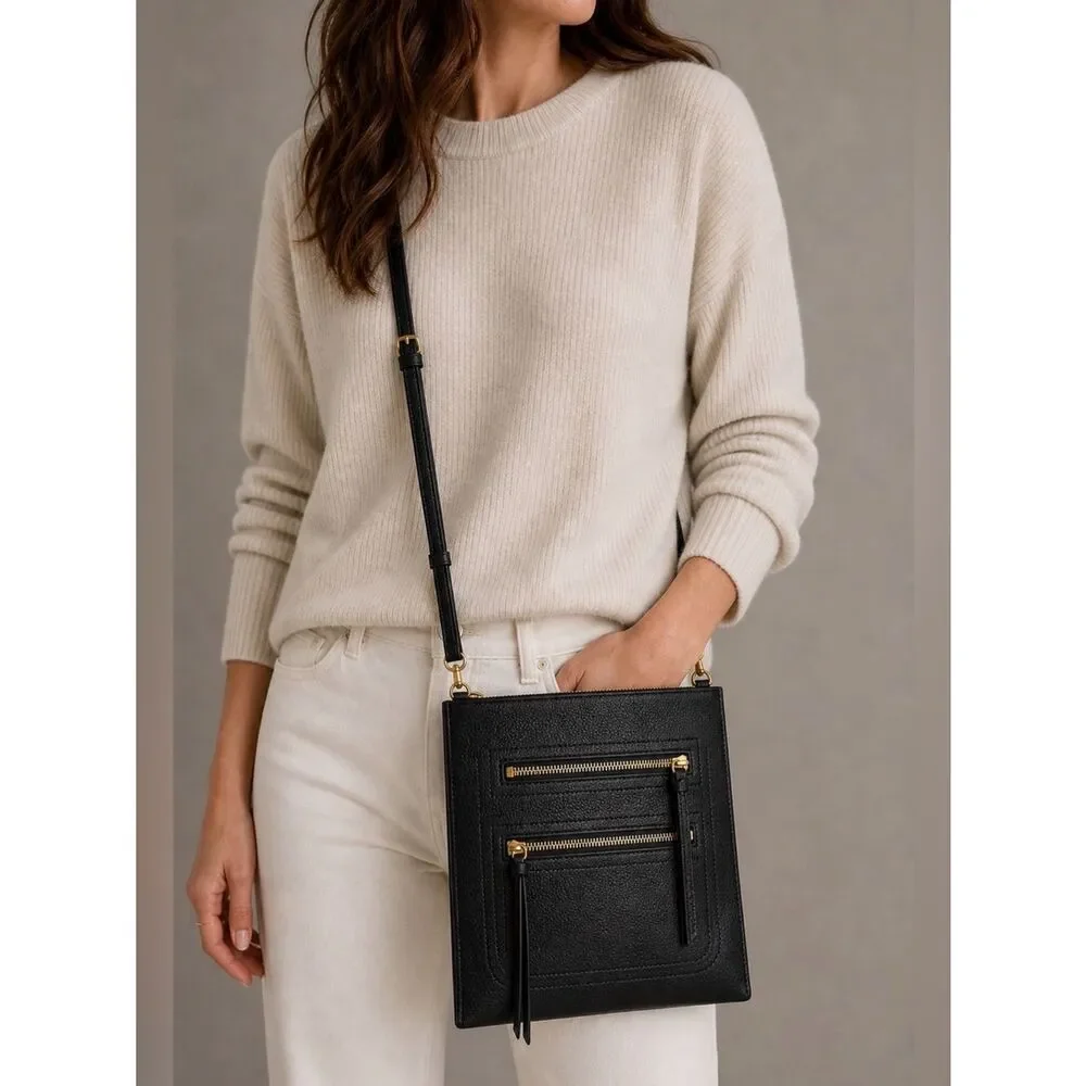 Botkier Chelsea Pebbled Leather Crossbody Bag With Gold Hardware.